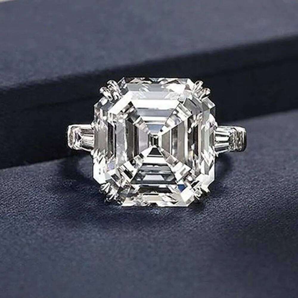 Huitan Asscher Crystal Cubic Zirconia Rings for Women Fashion Wedding Engagement Bands Female Ring Anniversary Party Hot Jewelry H260312