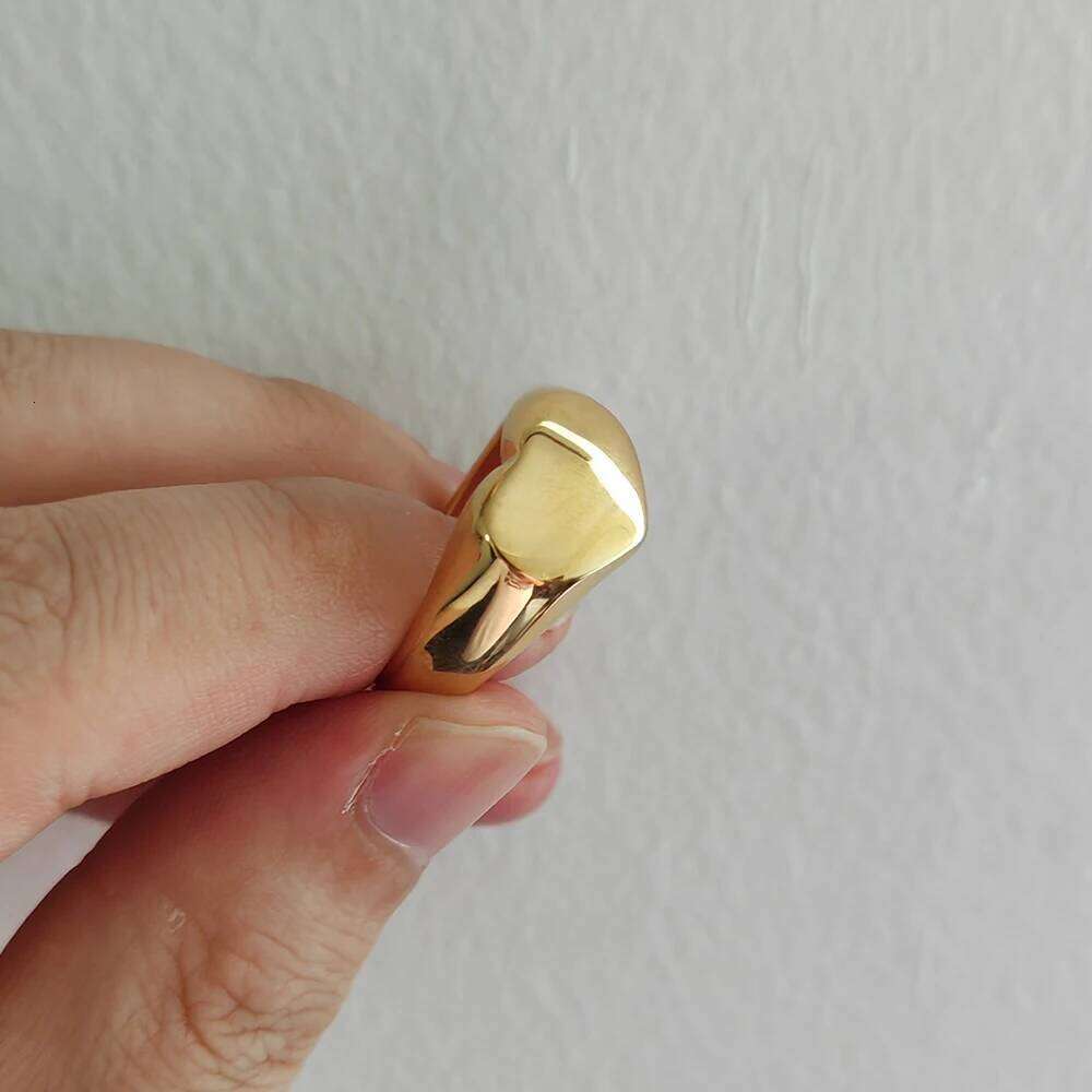 JHSL Simple Stainless Steel Heart Statement Rings for Women Gold Color Trendy Fashion Jewelry US Size 5 6 7 8 9 10 H260312