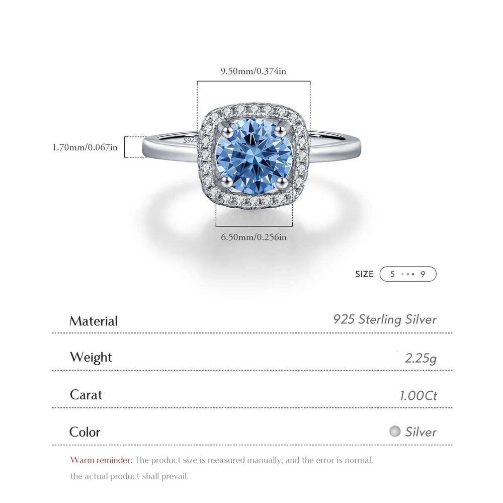 YANLOK 1CT VVS1 Clarity Moissanite 925 Sterling Silver Fashion Square Finger Rings For Women Fine Jewelry H260312