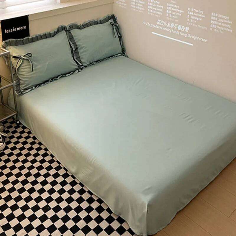 Ins Style Bow Embroidery Pure Cotton Bed Sets Princess Brushed Bedding Set with Lace Single Double Queen King Size Bedclothes H260312