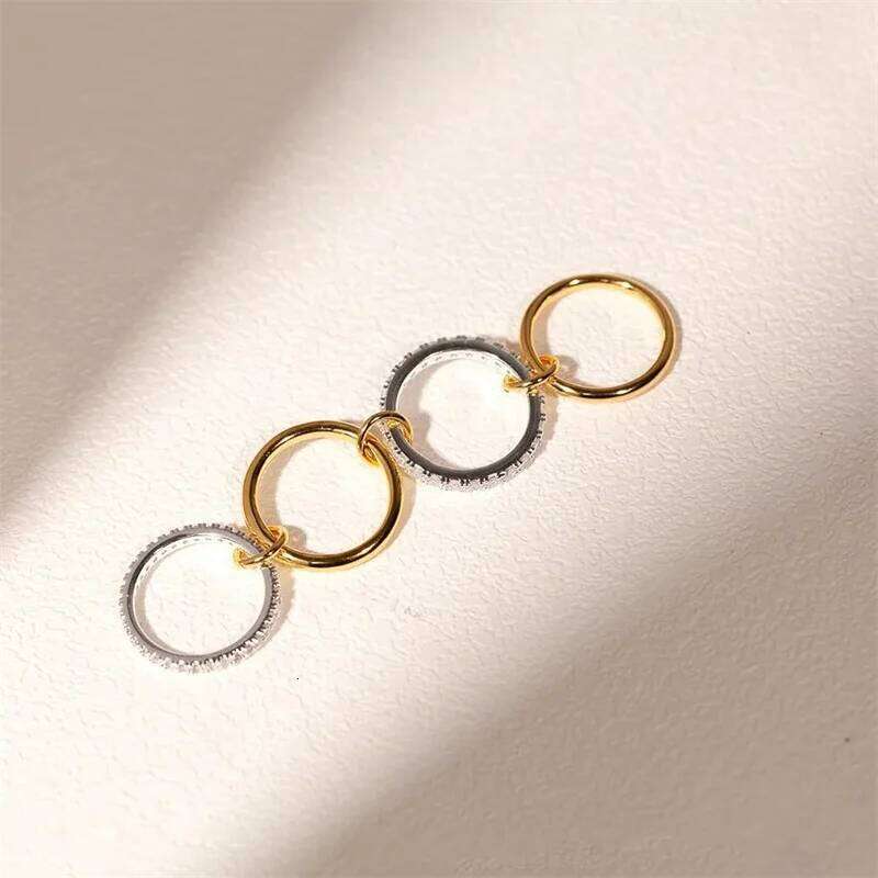 A Niche Two-Color Four-Ring Copper Ring, Hypoallergenic, Ins Style, Stacking Artifact, Suitable For Young Wome Jewelry H260312