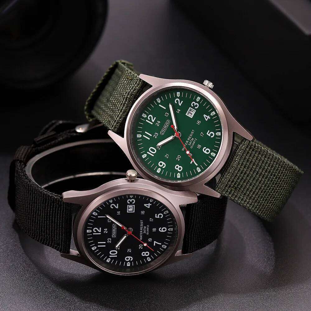 2pcs/set Men's Watch Calendar Fashion Digital Display Men Quartz WristWatch Casual Business Mens Clock Set