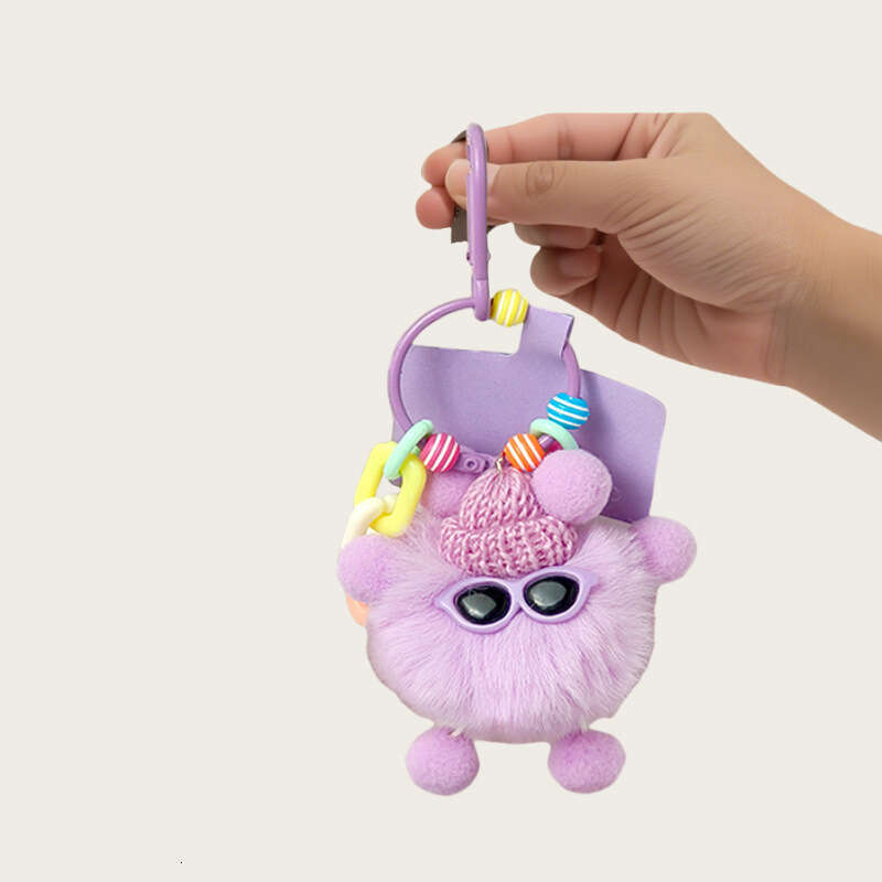 Cute Coal Ball Car Keychain for Women, Exquisite Plush Doll Backpack Decoration, High-end Bag Pendant
