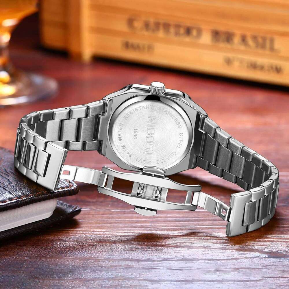 NIBOSI Luminous Square Man Waterproof Business Men Watch Stainless Steel Quartz Luxury Men's Watches Reloj Hombre
