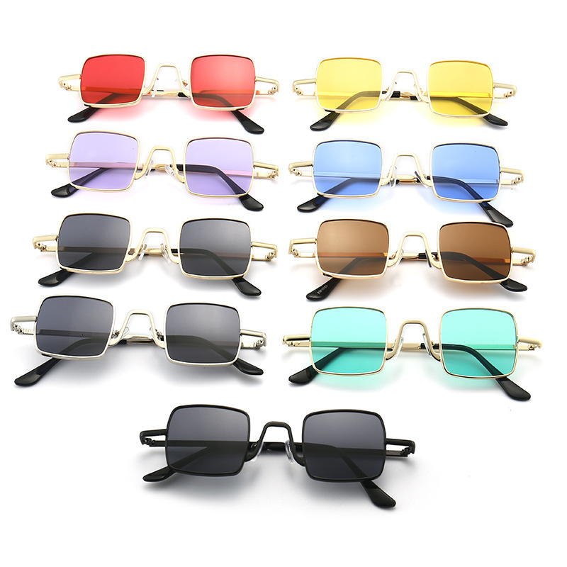 2026 Small Frame Square for Men Women in , Transparent Retro Metal Sunglasses with UV400 Protection