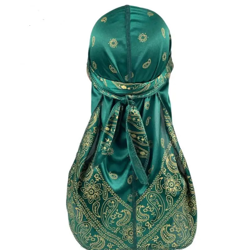 Satin Floral Printed Headband Scarves for Women Hair Accessories Mens Doo Rag Durag Long Tail Cap Bandana Turban Unisex Headwear 260304