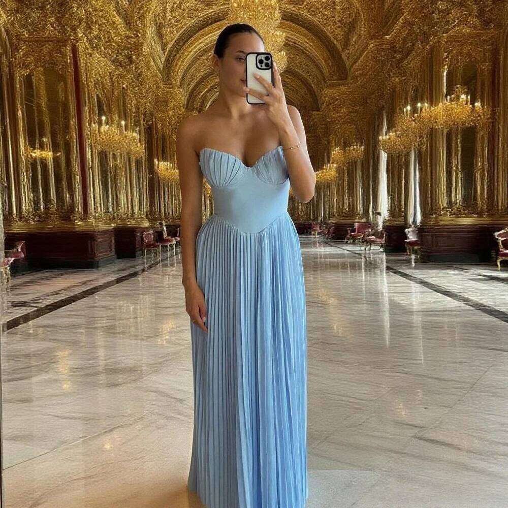 Suninheart Summer Sexy Strapless Women 2024 New Arrivals Elegant Pleated Dress Maxi Bustier Corset Party Dresses Club C260311