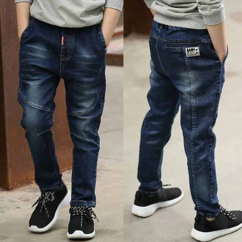 DIIMUU 411 Years Boys Clothes Slim Straight Jeans Young Pants Kids Baby Children Denim Clothing Trousers Elastic Waist Bottoms 260311