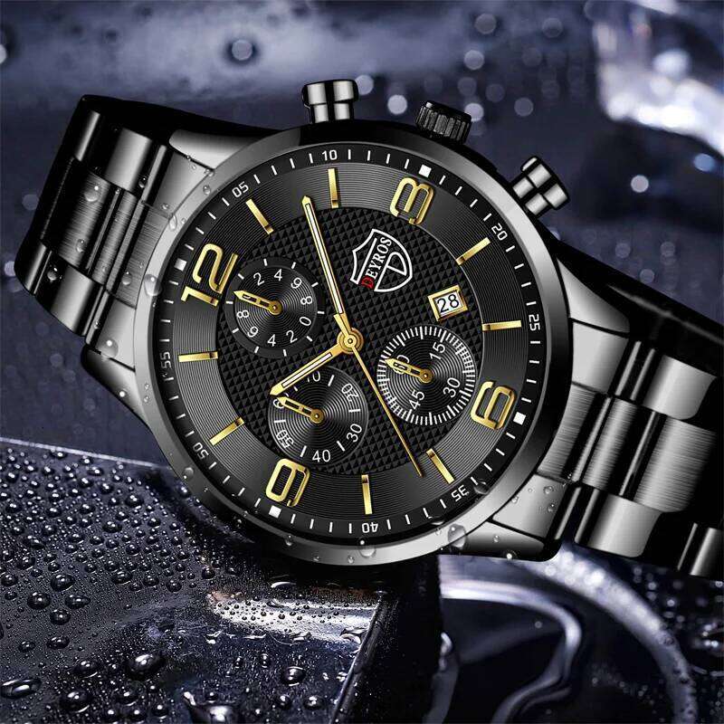 Fashion Mens Watches Luxury Quartz Wristwatch Calendar Men Business Casual Leather Watch Luminous Clock