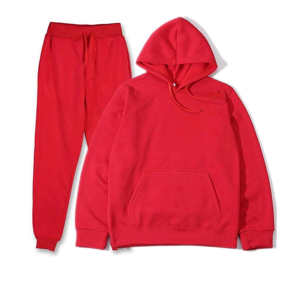 Autumn and Winter New Solid Color Hoodie+pants Two-piece Fashionable Casual Sports Set Size S-3XL Men's Tracksuit