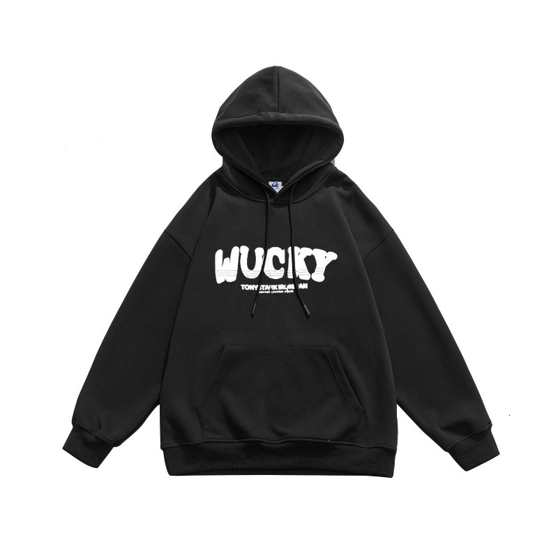 Teenage Men's Printed Sweatshirt New Autumn/winter Fleece-lined Trendy Designer Hoodie Brand Men's Hooded Casual Loose Pullover