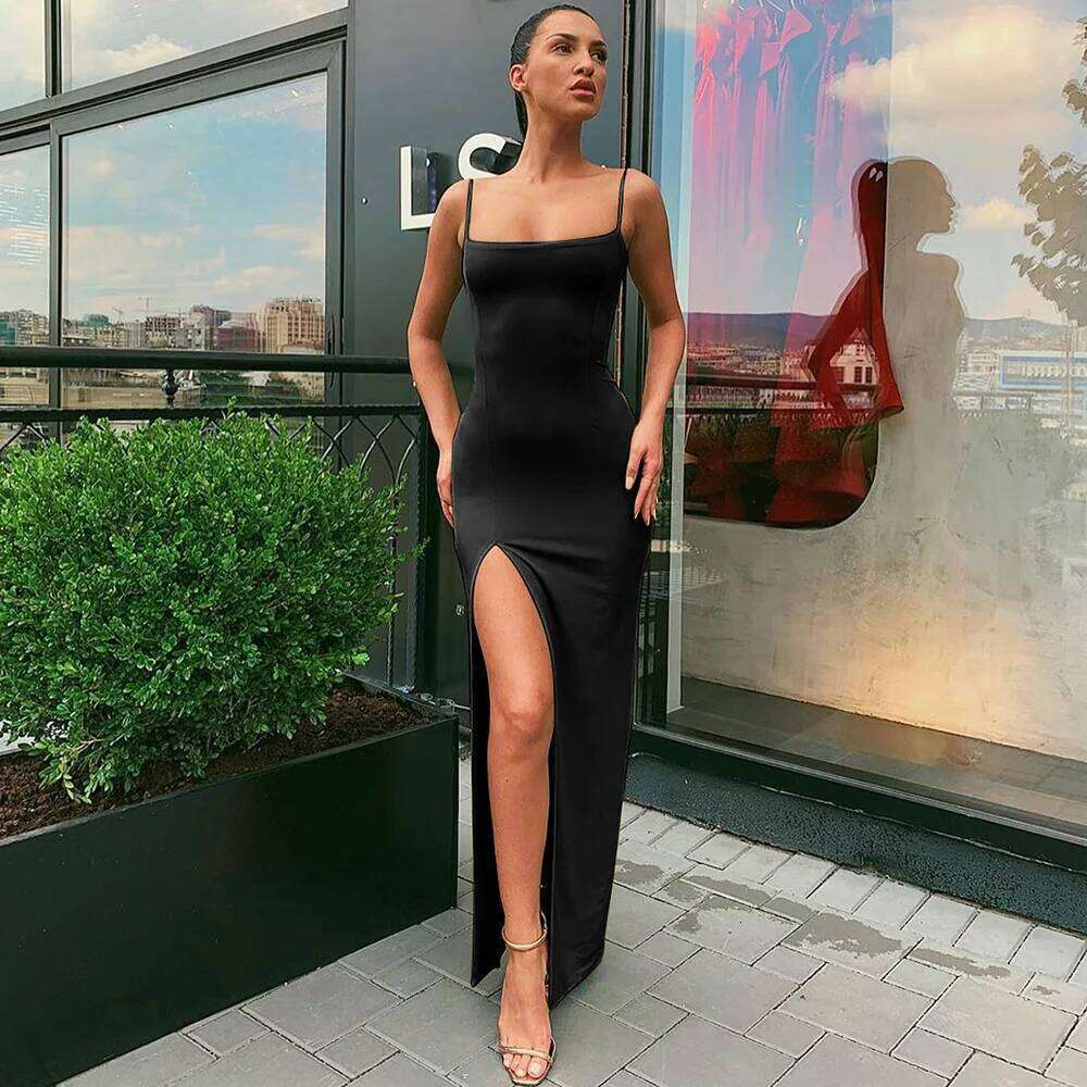 Red Black New Year Christmas Party Long Women Spring Basic Bodycon Lace Up Stretch Slim Midi Dresses Femme C260312