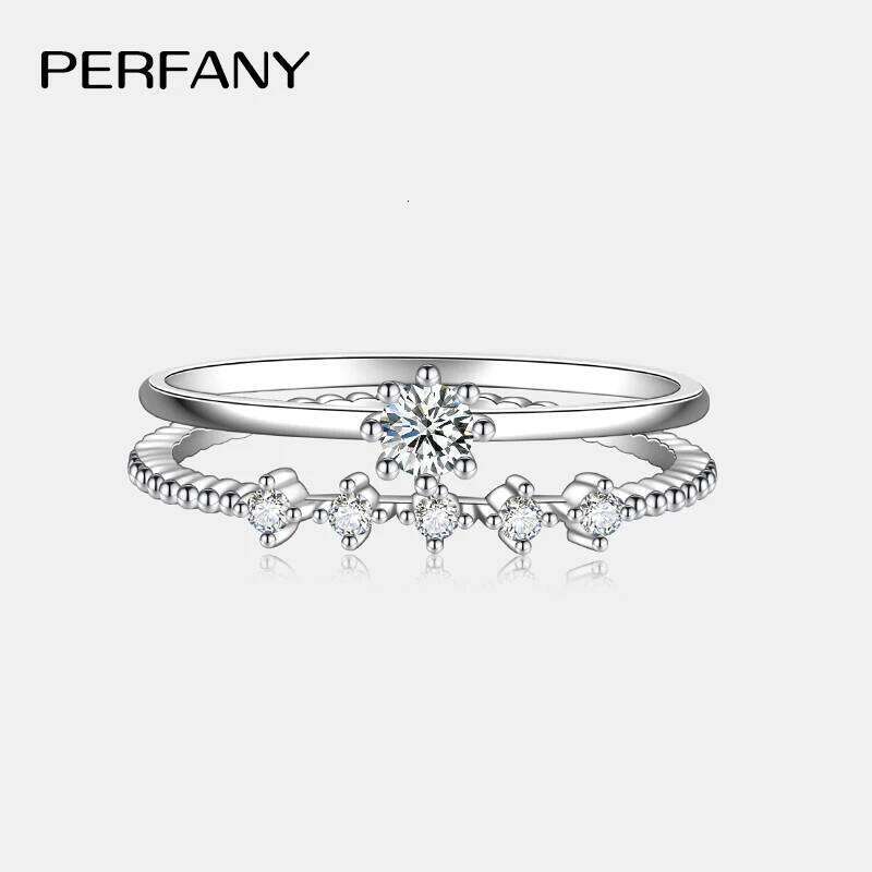PERFANY 0.1CT Moissanite Ring For Women S925 Pure Silver Laboratory Diamond Fashion Luxury Wedding Jewelry Set H260312