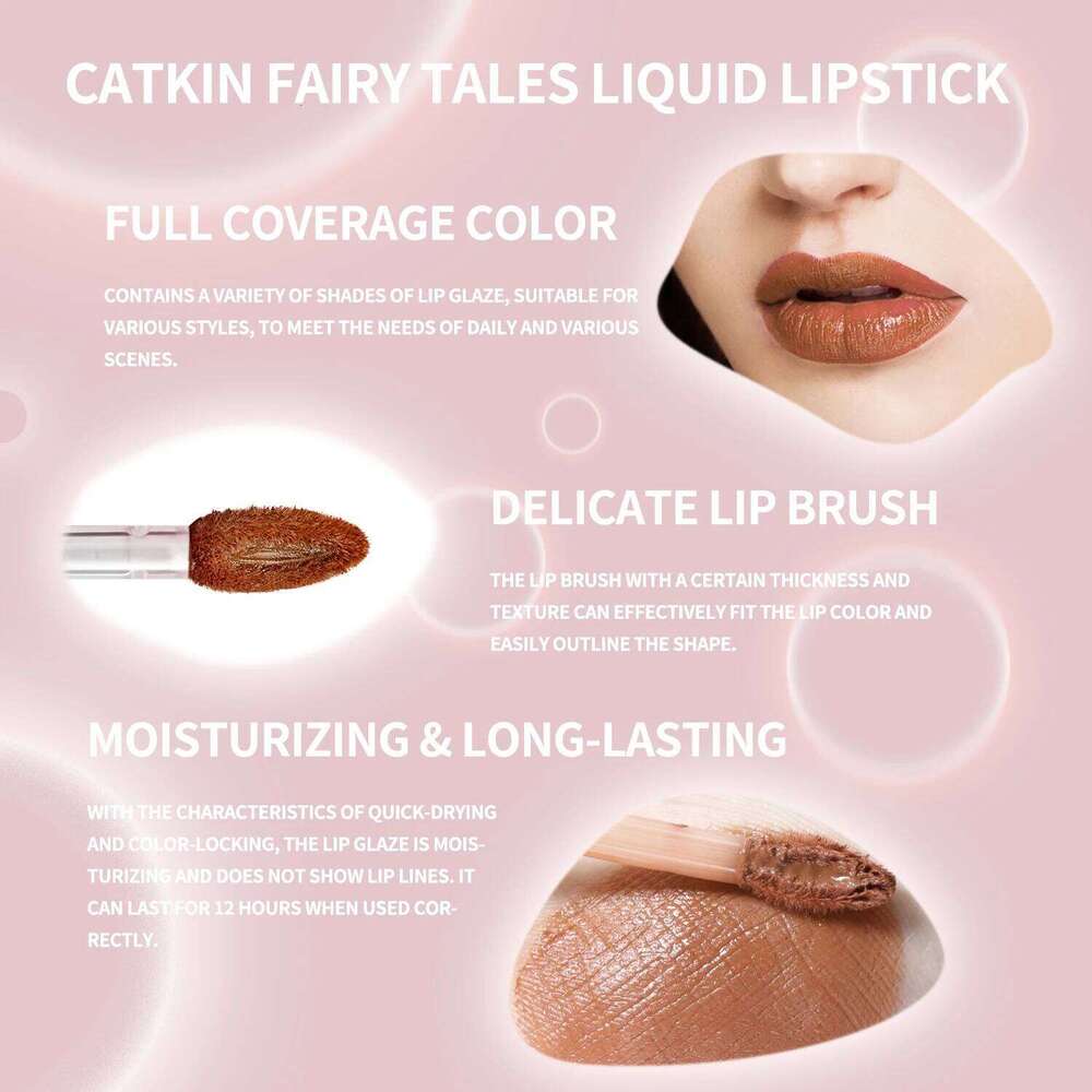 CATKIN Makeup Matte Lip Gloss, Moisturizing and High Pigmented Lipstick long lasting,with Vitamin E W260311