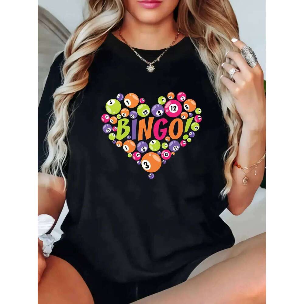 Plus Size Women's Washable Round Neck Print T-Shirt Casual Short Sleeve Top for Spring and Summer Z260312