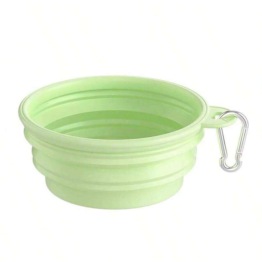 350ml Macaron Color Series Portable Folding for Pets, Dog Drinking Cat Food Bowl, Travel Bowl with Carabiner 26Y0312