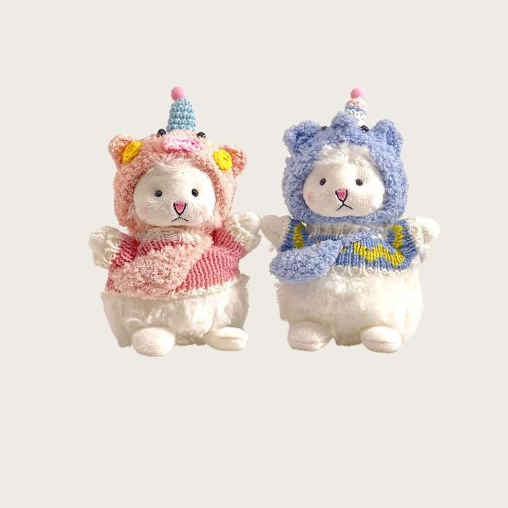 Cute Pink Little Sheep Doll Bag Pendant Cartoon Plush Keychain Couple Gift Accessory