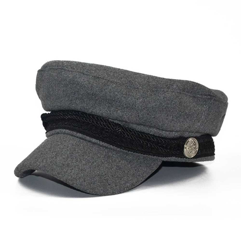 Fashion Women Men Spring Autumn Sailor Black Ladies Beret Top Captain Cap Travel Octagonal Hat H260312 - view 6