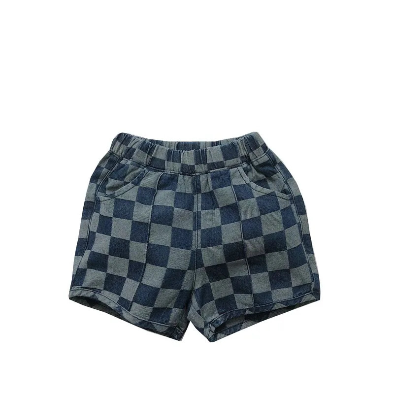 MILANCEL Summer Kids Checkered Denim Shorts 16 Y Comfortable Childrens Wear Girls Casual Pants 260311