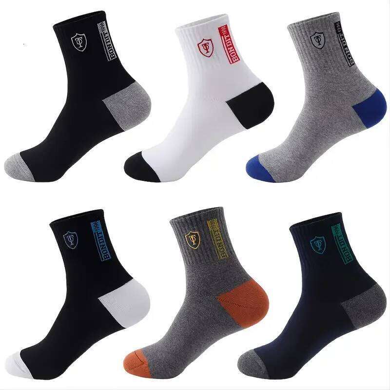 10/5pairs Breathable Men's Basketball Crew Socks for Spring and Fall Sweat Absorption Deodorant Sports Stockings Z260312