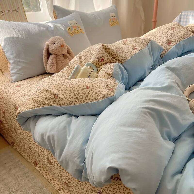 2025 new cartoon washable four-piece household quilt cover sheet kit student dormitory bed three-piece set H260312