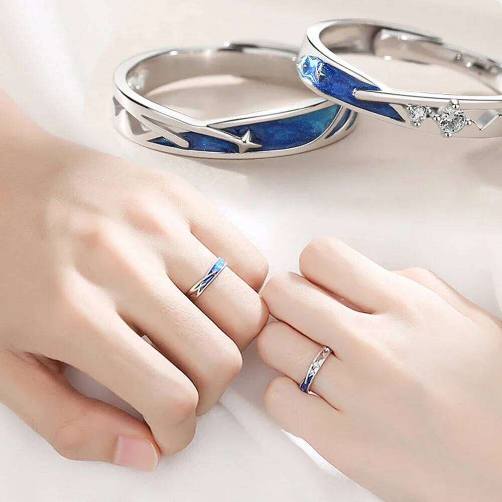 Van Gogh Starry Sky Meteor Shower Sun Moon Adjustable Open Women Men Lover Exquisite Carving Rings Band Romantic Couple Jewelry W260311