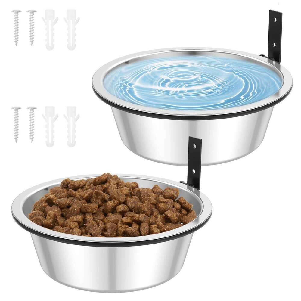 2 Pack Bowl Foldable Stainless Steel Raised Dog and Water Bowls Adjustable Height Wall Mounted Cat Food 26Y0312