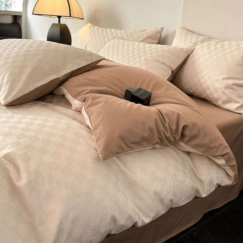 Four Piece Set of All Jacquard Light Pure Cotton Bedding Dormitory Bed Sheets Duvet Covers Hats H260312