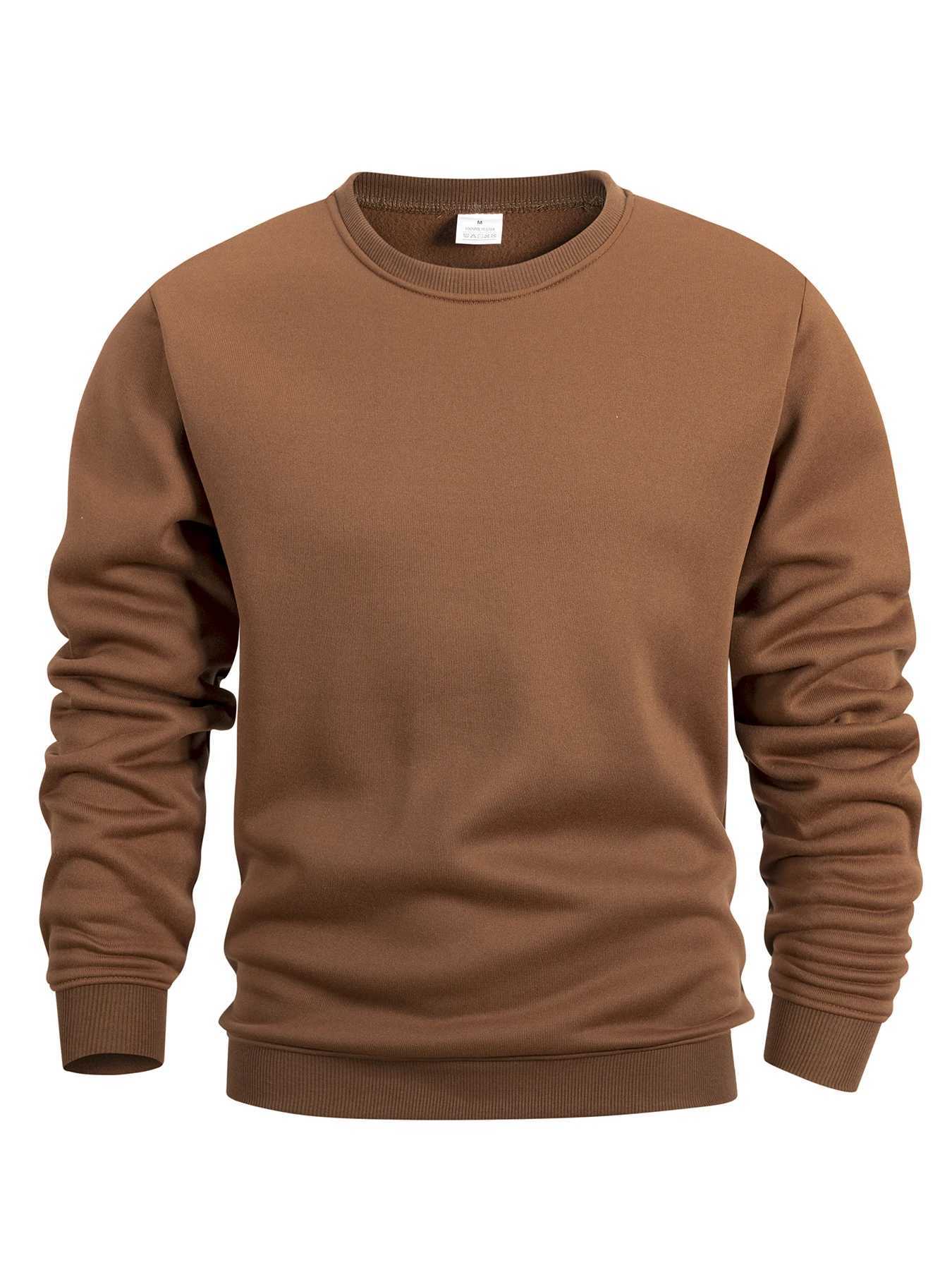 Mens Crew Neck Sweatshirts Solid Color Sweatwear Spring Outdoor Casual Daily Long Sleeve Pullover Hoodie Man Sportswear M260312