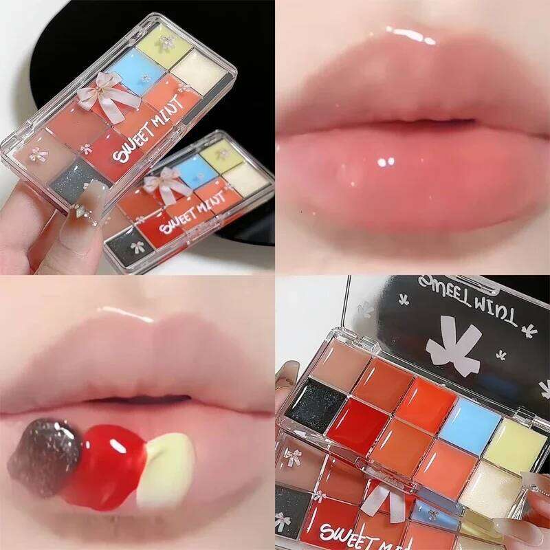 Jelly Gloss Ten Color Toned Frozen Plate Red Lip Glaze Palette Moisturizing Lipstick Long Lasting High color rendering W260311