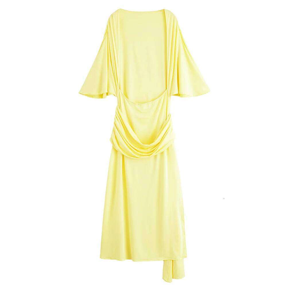 Autumn new women's temperament high neck backless layered decorative pleated long dress C260311