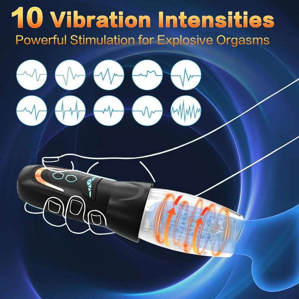 Male Automatic Airplane Cup Piston Telescopic Rotary Vibration Masturbator Penis Blow and Pudendal Stimulation Massager Z260312