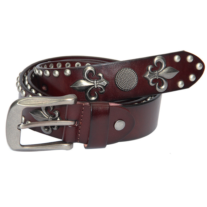 2026 New Designer Luxury Brand Top Leather Personalized Men's Belt Style Fashion Rivet Decorative Belt Multi Functional Performance Belt