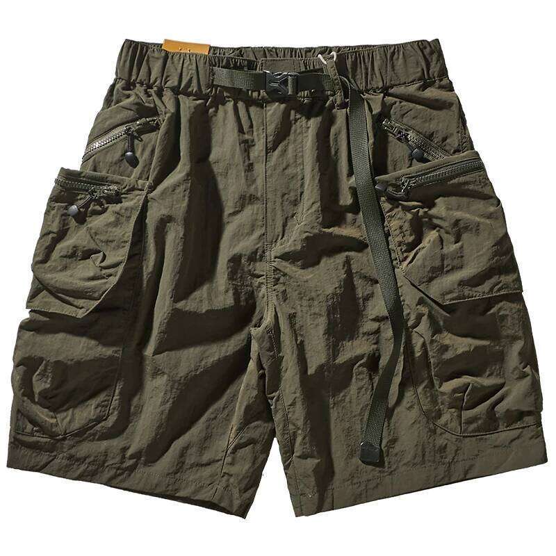 Summer Loose-Fitting Cargo Shorts Men's Fashion Brand INS Casual Multi-Pocket Quick-Dry Outline Outdoor Pants