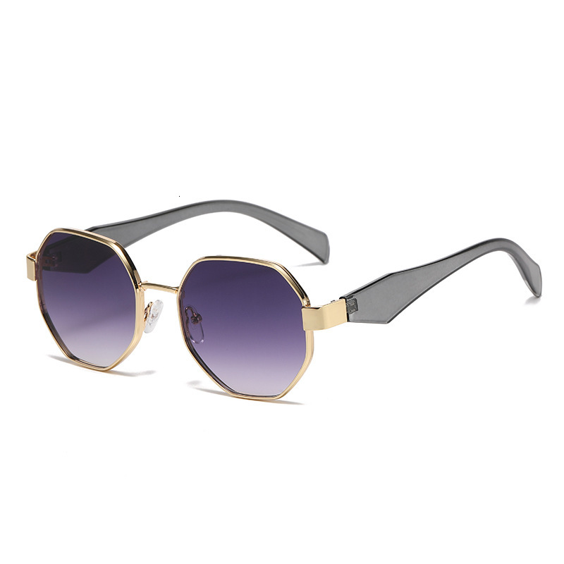New Polygonal Metal Street Style Retro Round Glasses Fashion Versatile Sunglasses for Women