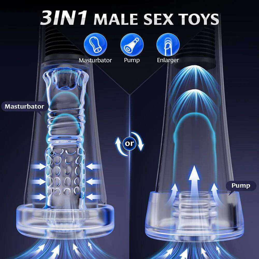 Masturbator Penis Pump Enlarger Transparent Visual Male Sex Toys for Men APP Control Vibrating Vacuum Suction Glans Trainer Z260312