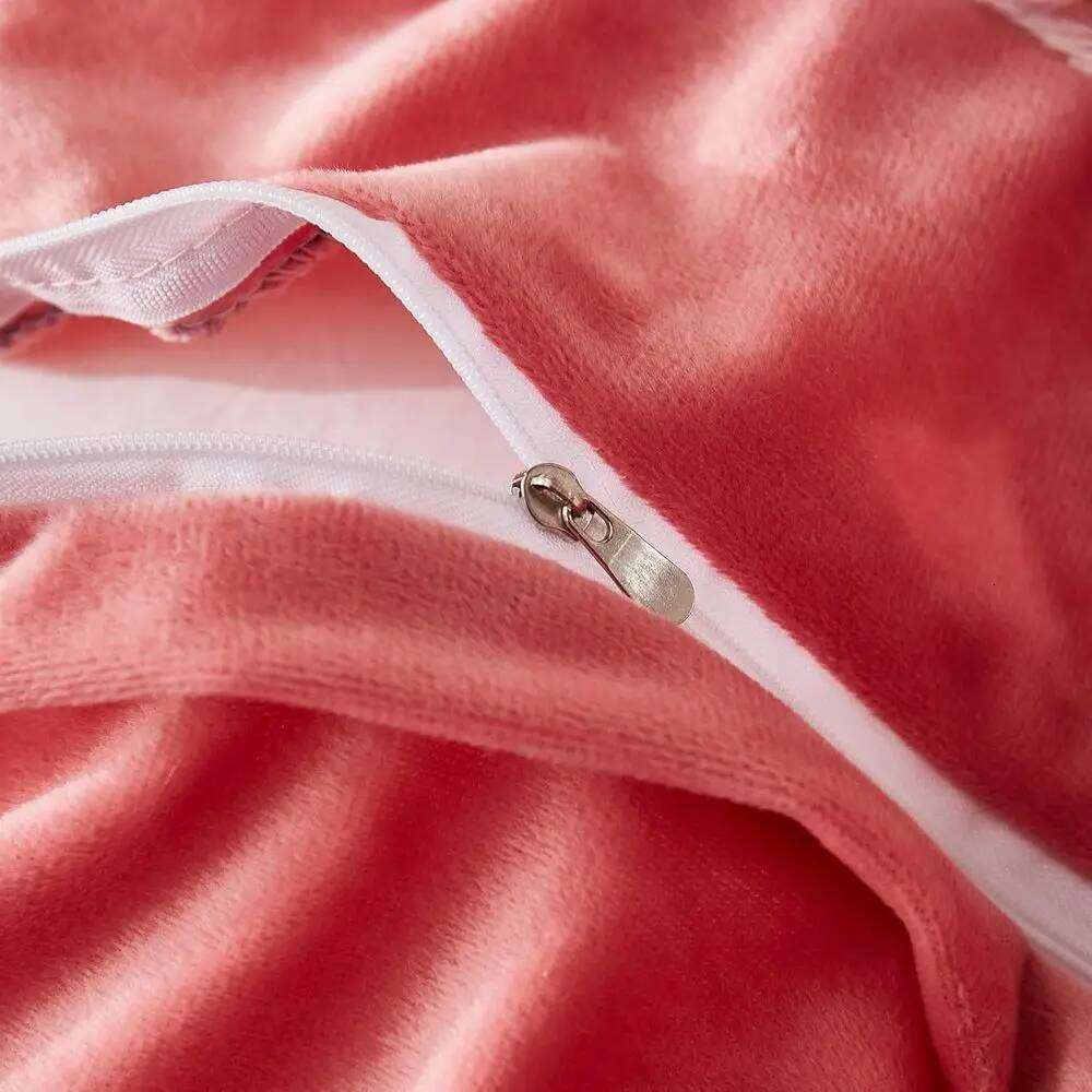 King Size Pink Ombre Crystal Velvet 3-Piece Shaggy Faux Fur Bedding Set with Comforter & Pillow Shams H260312