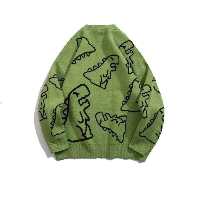 FGKKS Sweater Men Harajuku Fashion Knitted Hip Hop Dinosaur Cartoon Pullover O-Neck Oversize Casual Couple Male Sweaters