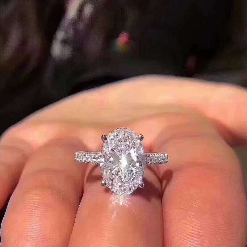 Hot Sale 925 Sterling Silver Wedding Finger Luxury oval cut 3ct Diamond Rings For Women Engagement gemstone Jewelry Anel H260312