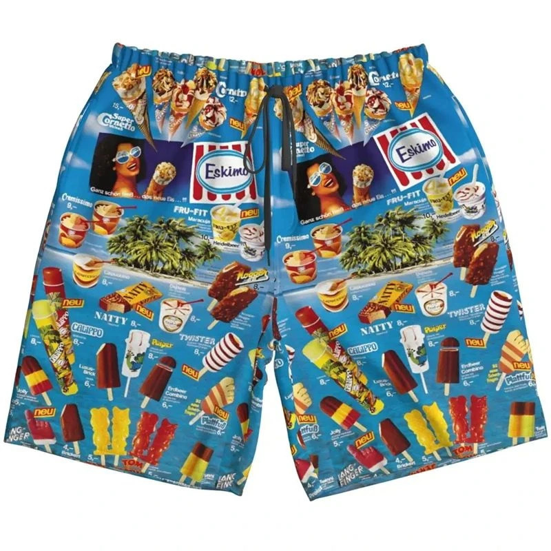 2025 Hawaiian Cornet Ice Cream Short Pants For Men Clothes Cold Popsicle Beach Shorts Frozen Lolly Bermudas Icecream Trunks 260228