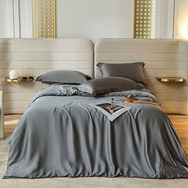 Soft Silky Skin Friendl Sleeping Naked Lyocell Bedding Single Double Queen King Family Duvet Cover Set Bed Sheet Pillowcases H260312