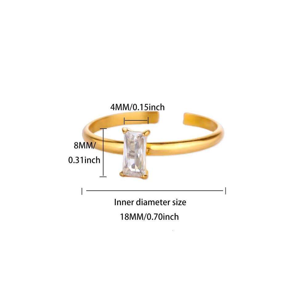 Zircon Rings For Women Gold Color Stainless Steel Birthstone Opening Ring Minimalist Christmas Birthday Jewelry Gift H260312
