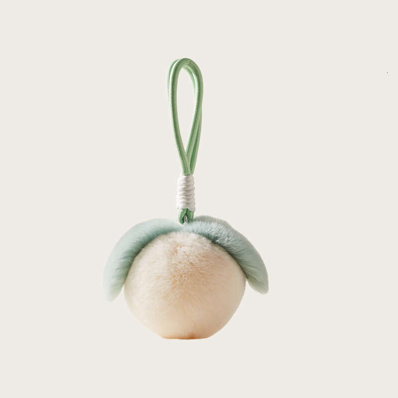 Trendy large-sized cute rex rabbit fur hand strap, peach plush bag pendant, soft and to the touch, fluffy ball decoration