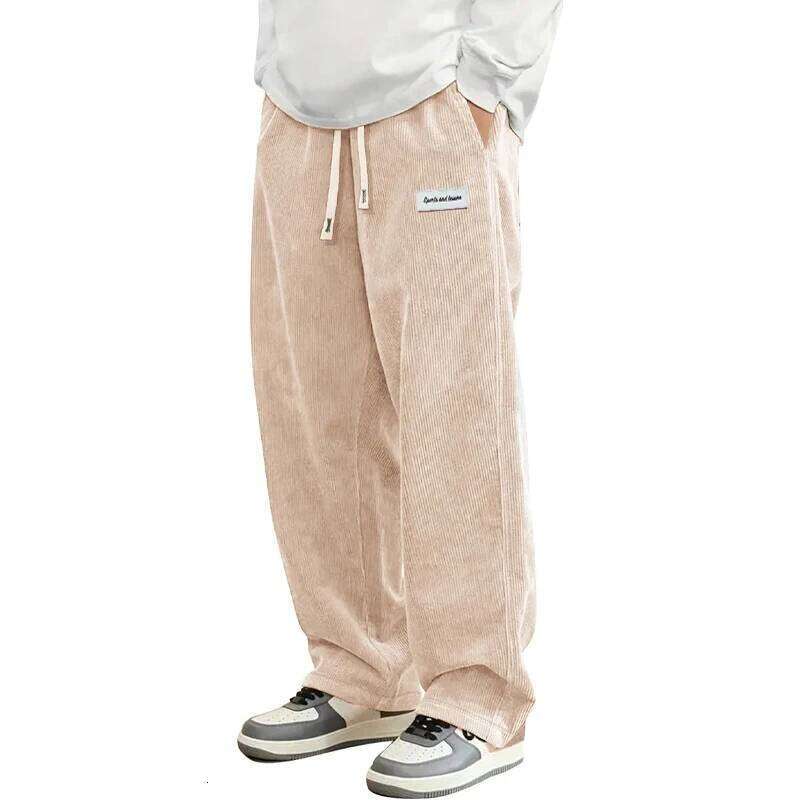 Animal Game Outdoor Mens Corduroy Casual Loose Fit Baggy Pants Straight Sweatpants Elastic Waist Drawstring Streetwear