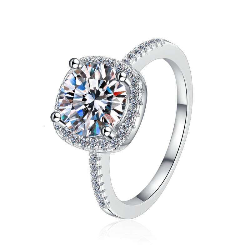 Diamond Ring For Women Classic Square Cut Moissanite 925 Sterling Silver Candy Design Light Luxury Fashion Jewelry