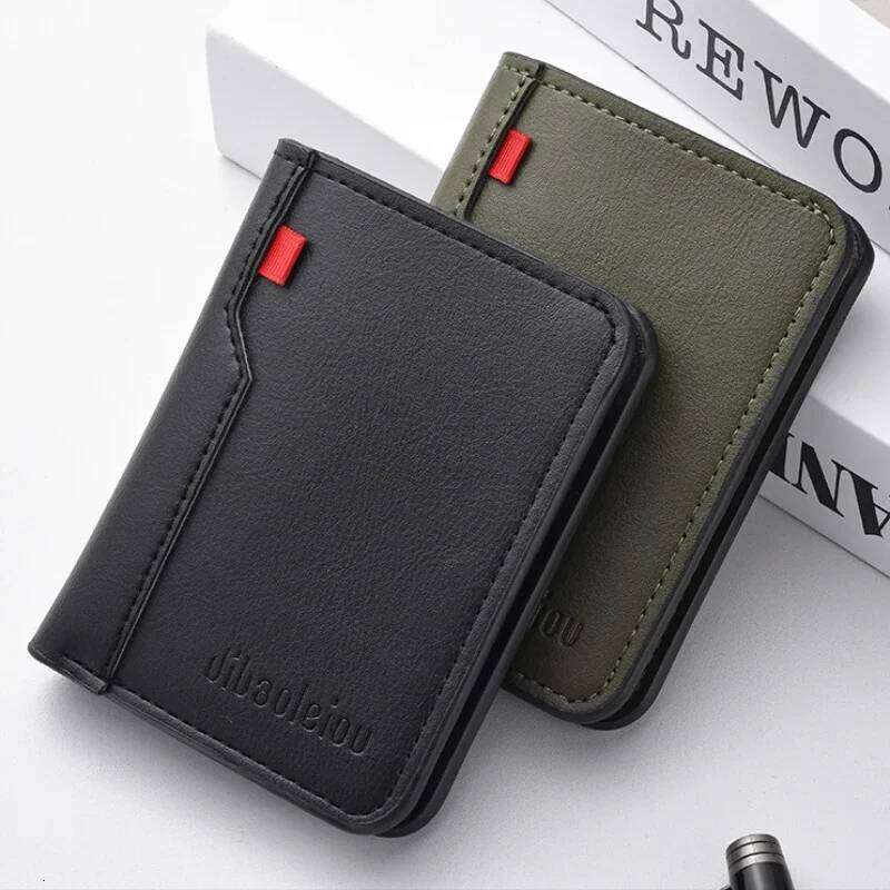 1Pc New Ultra-thin Mini Soft PU Leather Credit Card Wallet Holder Vertical High Quality Men's Small Short Wallets Purse