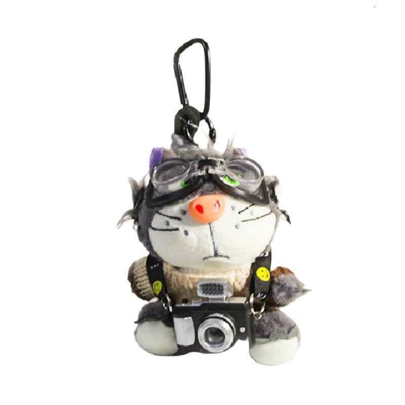 Photographer Camera Lucifer Cat Plush Doll Keychain Bag Girl Backpack Pendant Gift Ornament