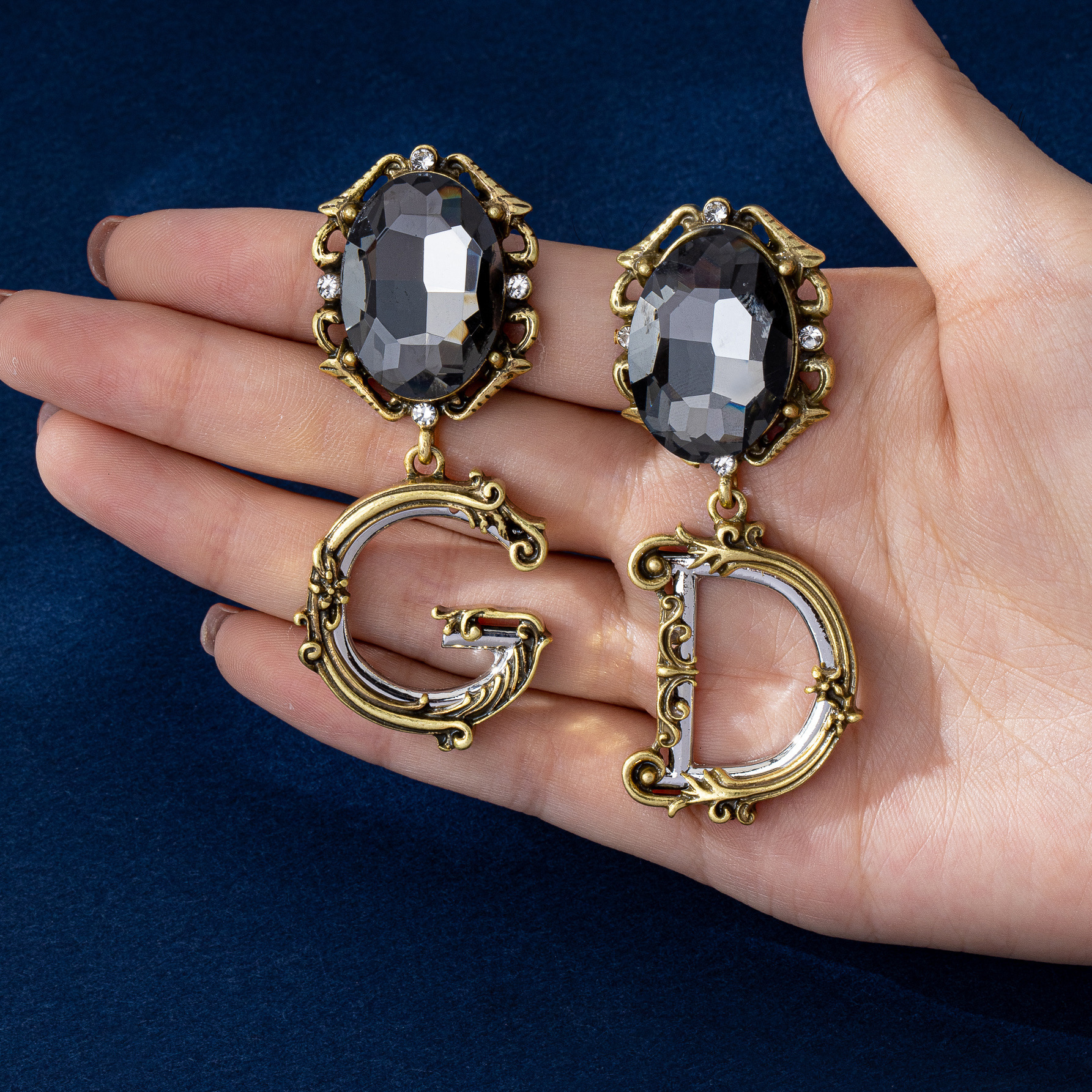 Luxury Brand Designer Jewelry Luxury Brand Designer Jewelry Vintage Crystal Palace Style Retro Earrings For Women, Hong Kong Style Light Luxury Exagge