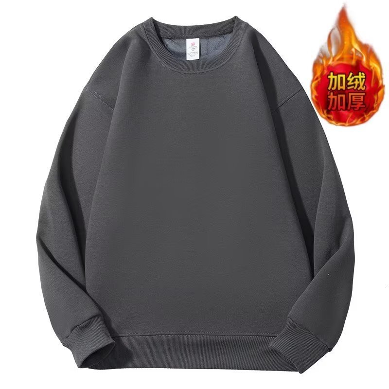 420g Silver Fox Fleece Thickened Oversized Crew Neck Sweatshirt For Men Style Loose Designer Hoodie Fit Drop Shoulder Solid Color Couple's Sweats