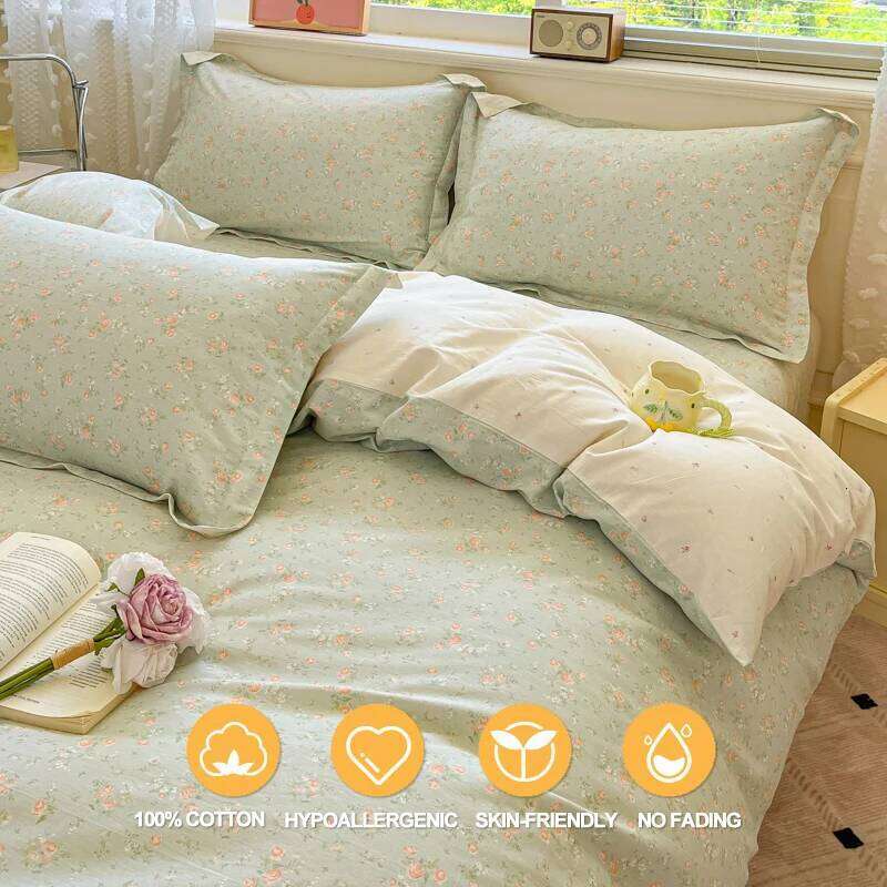 Printed Duvet Set 100% Cotton Bedding Set, Soft Breathable Quilt Cover Pillowcase,for Single Couple Bed Size H260312